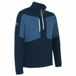 Callaway Aquapel 1/2 Zip Mixed Media Golf Pullover 7 Callaway Aquapel 1/2 Zip Mixed Media Golf Pullover -Golf Equipment Sales Store cgkfc004 997 front peacoat bright white 2