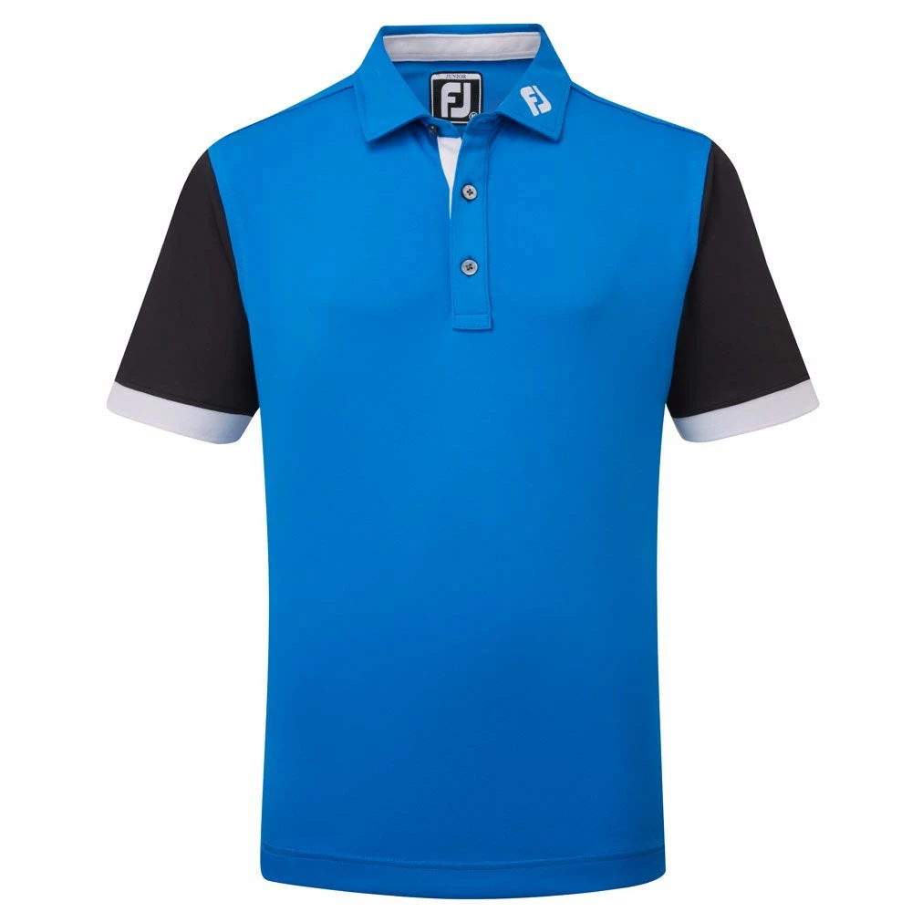 FootJoy Junior Colour Block Pique Golf Polo Shirt 1 FootJoy Junior Colour Block Pique Golf Polo Shirt