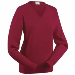 Glenbrae Ladies Lambswool V-Neck Sweater -Golf Equipment Sales Store glenbrae ladies lambswool v neck sweater cardinal