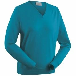 Glenbrae Ladies Merino V-Neck Sweater -Golf Equipment Sales Store glenbrae ladies merino v neck sweater ocean