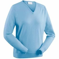 Glenbrae Ladies Merino V-Neck Sweater -Golf Equipment Sales Store glenbrae ladies merino v neck sweater wedgewood