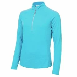 Green Lamb Gloria Waffle 1/2 Zip Ladies Golf Pullover -Golf Equipment Sales Store green lamb gloria ladies zip neck golf pullover ag21893 scu