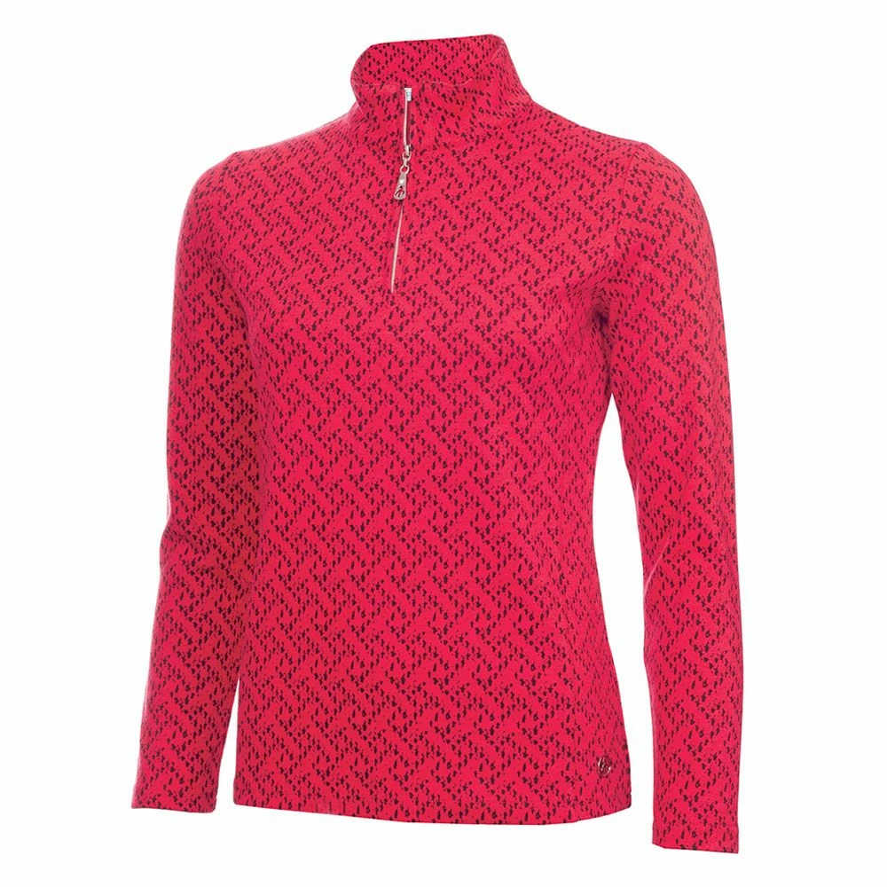 Green Lamb Kenza Zip Neck Jacquard Ladies Golf Pullover 2 Green Lamb Kenza Zip Neck Jacquard Ladies Golf Pullover - Image 2