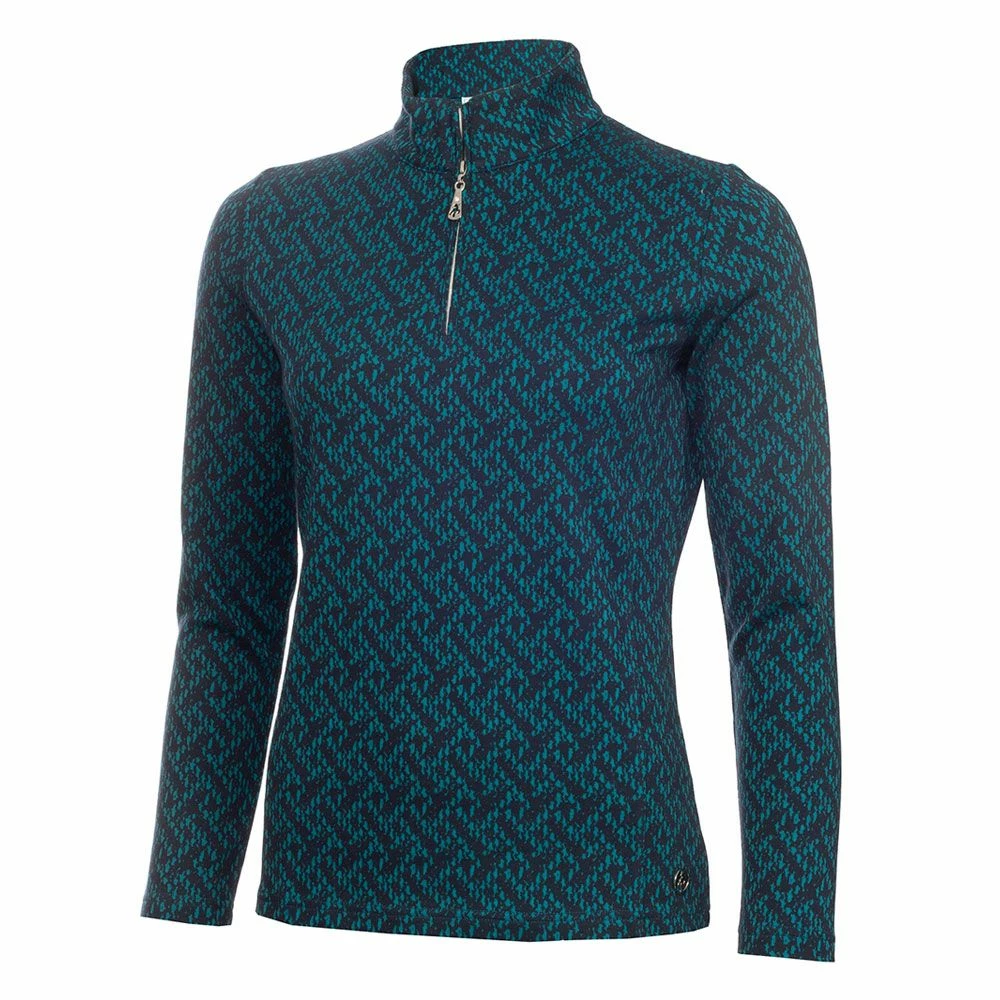 Green Lamb Kenza Zip Neck Jacquard Ladies Golf Pullover 3 Green Lamb Kenza Zip Neck Jacquard Ladies Golf Pullover - Image 3
