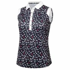 Green Lamb Marie Printed Sleeveless Ladies Golf Shirt