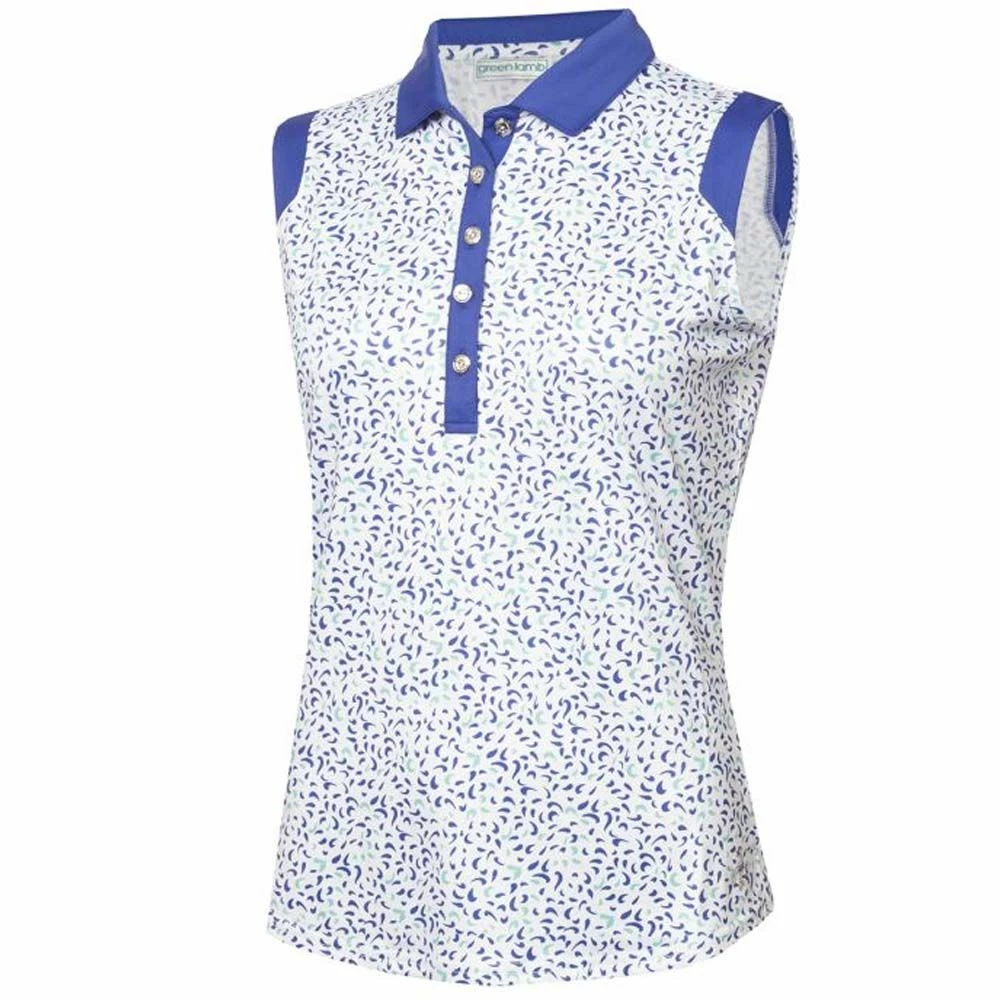 Green Lamb Marie Printed Sleeveless Ladies Golf Shirt 3 Green Lamb Marie Printed Sleeveless Ladies Golf Shirt - Image 3