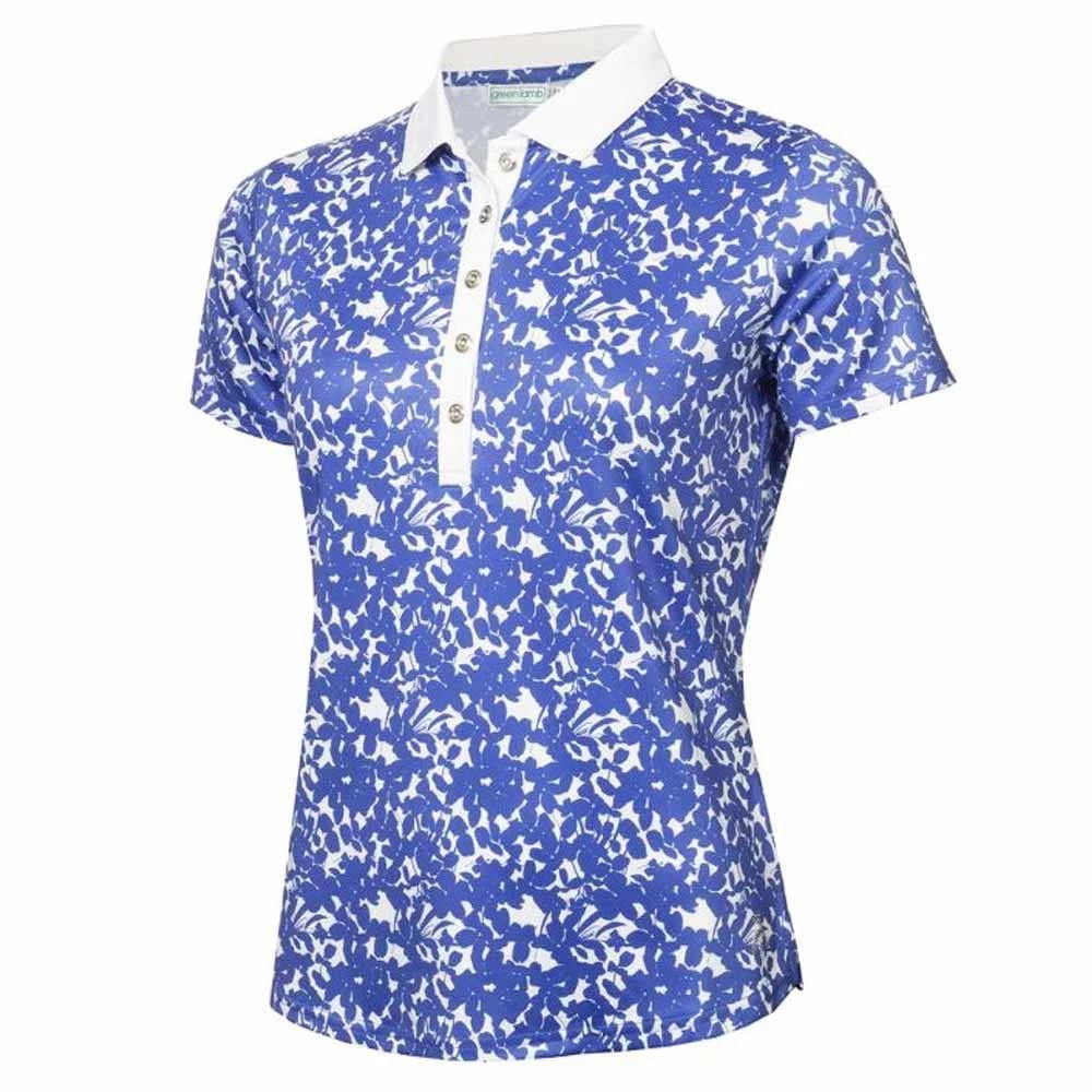 Green Lamb Melanie Printed Ladies Golf Polo Shirt 1 Green Lamb Melanie Printed Ladies Golf Polo Shirt