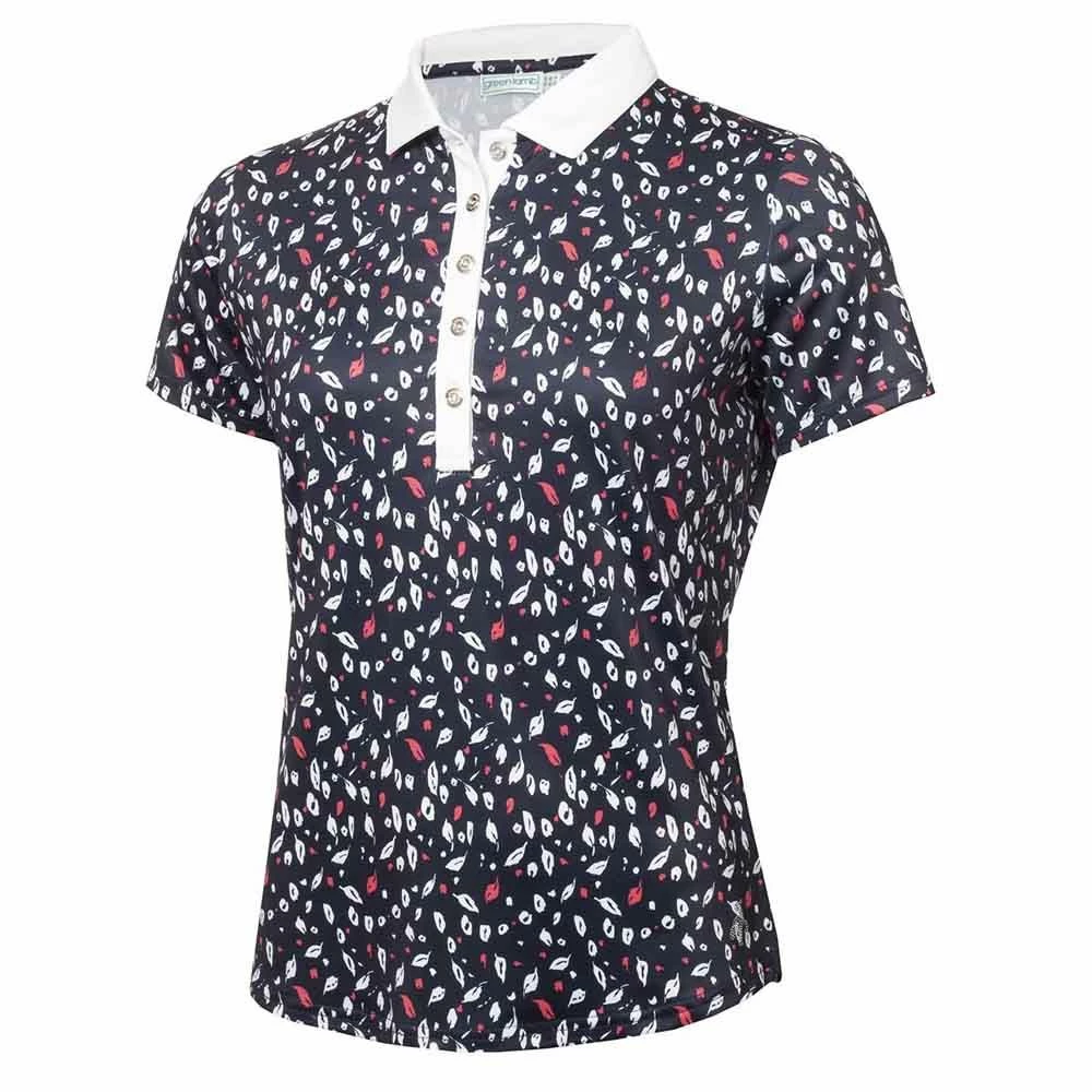 Green Lamb Melanie Printed Ladies Golf Polo Shirt 2 Green Lamb Melanie Printed Ladies Golf Polo Shirt - Image 2