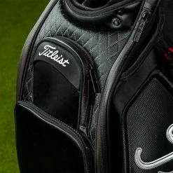 Titleist Jet Black 9.5" Tour Golf Staff Bag 21 Titleist Jet Black 9.5" Tour Golf Staff Bag -Golf Equipment Sales Store jet black tour bag detail close tb9sf9 2 1