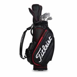 Titleist Jet Black 9.5" Tour Golf Staff Bag 18 Titleist Jet Black 9.5" Tour Golf Staff Bag -Golf Equipment Sales Store jet black tour bag side clubs tb9sf9 2 1