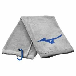 Mizuno RB Tri-Fold Golf Towel -Golf Equipment Sales Store mizuno rb tri fold golf towel grey blue twrb21tt
