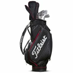 Titleist Jet Black Midsize Staff Cart Bag -Golf Equipment Sales Store titleist 2020 jet black midsize staff bag side clubs 1